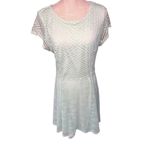 Sharagano Womens Lace Fit & Flare Short Sleeve Dress In Mint Green 14 - Picture 1 of 9